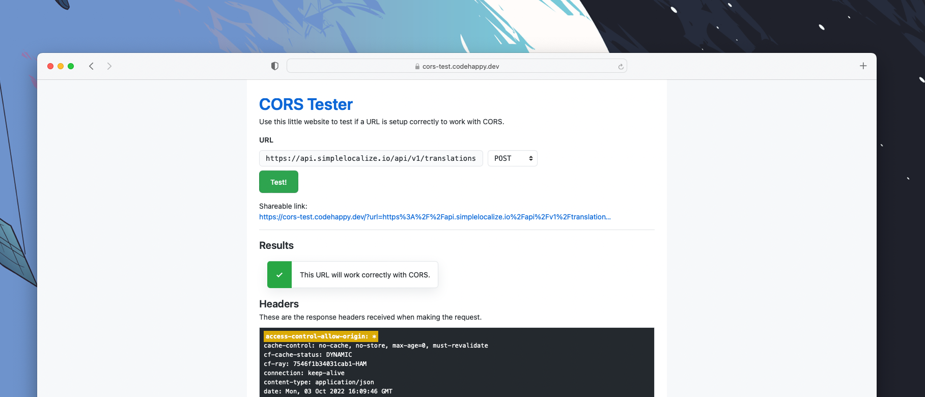 تستر CORS مبتنی بر وب منبع باز رایگان